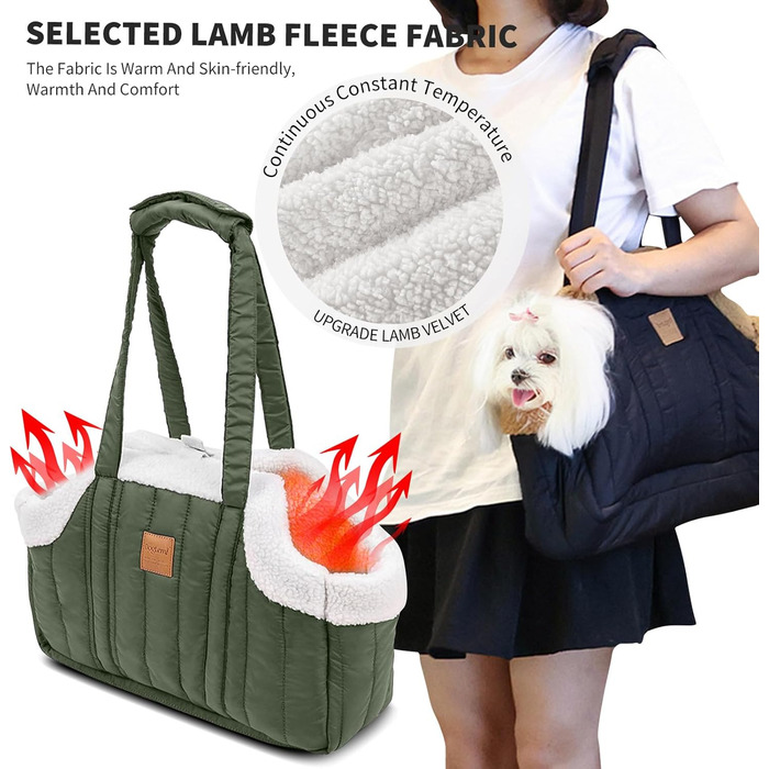 PETCUTE Сумка-переноска для собак та котів, зелена. Складана, з безпечним гачком, для маленьких тварин