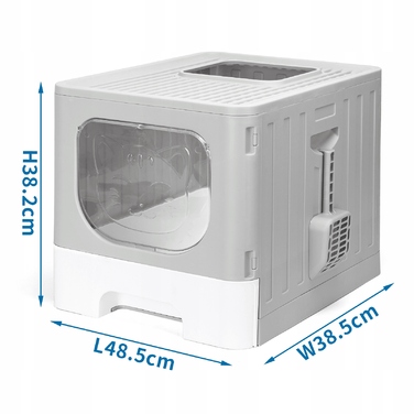 Відкритий лоток для котів Nobleza, сірий, з ручкою, 48,5 см x 38,5 см x 38,2 см