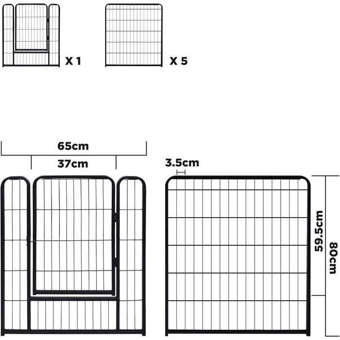 Вольєр для цуценят Froadp 6-TLG, 65 x 80 см: загон для собак, вольєр, огорожа, 6 елементів