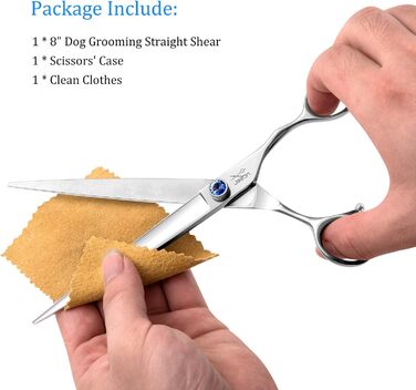 Професійна пряма ножиця для грумінгу собак та котів JASON 8 дюймів, регульована