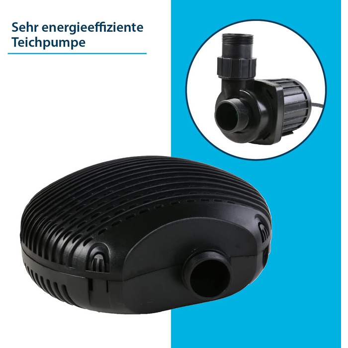 AquaForte EC 8000 фільтр-насос для ставка, 50 Вт, 8000 л/год, 4 м, кабель 10 м, для водоспадів, струмків, фонтанів