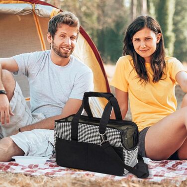 Чорна сумка-переноска для тварин з бавовняного канвасу, зручна для подорожей, з блискавкою