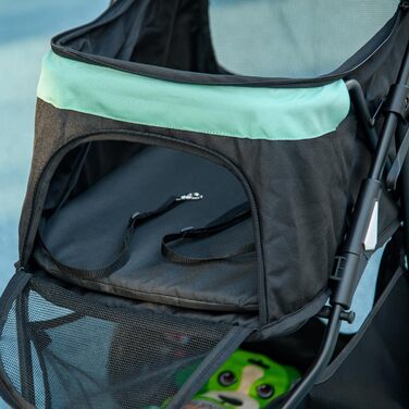 PawHut візок для собак та котів 2-в-1, складний, до 10 кг, з подушкою, сітковими віконцями, дверима та кошиком для зберігання (зелений)