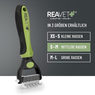 Щітка для собак та котів ReaVET для видалення підшерстка та розплутування. Підходить для довгошерстих порід, великих та середніх собак та котів. Масажний ефект, захист верхнього шару шерсті. Розмір M-L