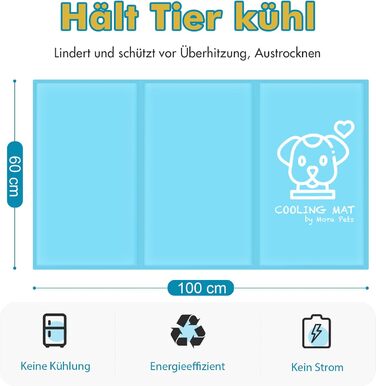 Кühlmatte для собак Pawtasy: охолоджуючий килимок для собак великих та середніх порід, 100 x 60 см, блакитний