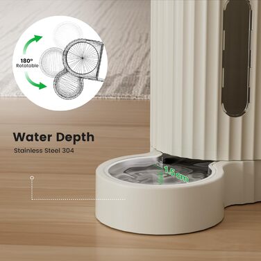 Автоматичний годівниця для котів та собак Gardner з 2 мисками, без електроживлення, з нержавіючої сталі, BPA Free, об'єм 3L*2, бежевий