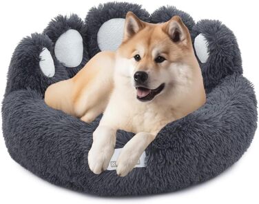 Кругле лежанка для собак Pfoten&nasen® Bärenpfote, 65/105 см, плюшеве, зручне, для маленьких собак, миється, сірий колір