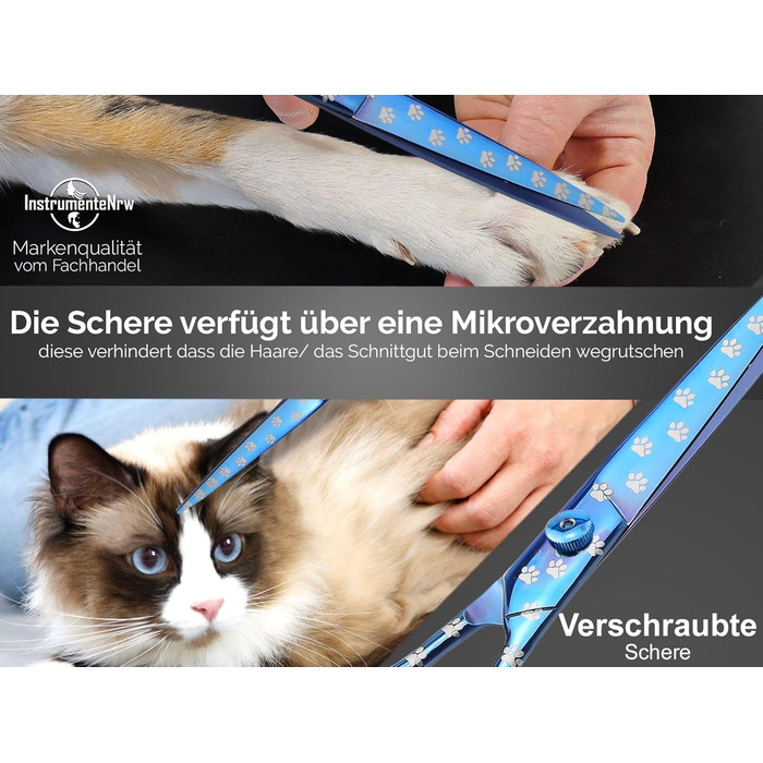 Професійна ножиця для грумінгу собак, титанове покриття, мікрозубчики, 21,5 см