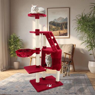 Дряпак для котів Beltom® Kratzbaum з платформою для ігор, 120 см (Вишневий)