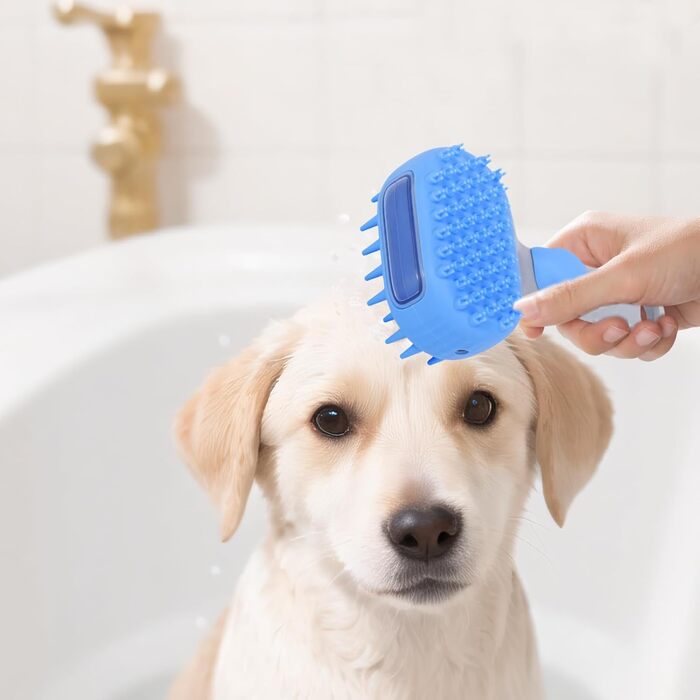 Парфумерна щітка для котів - щітка для домашніх тварин з парою, двосторонній захист від ковтунів, масажна щітка, м'яке очищення для коротко- та довгошерстих тварин, блакитна