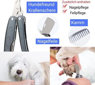 Hundefreund Кігтеріз для собак із пилкою та гребінцем – професійна кігтерізка для собак середніх і великих порід, безпечна, з системою захисту, для догляду за кігтями