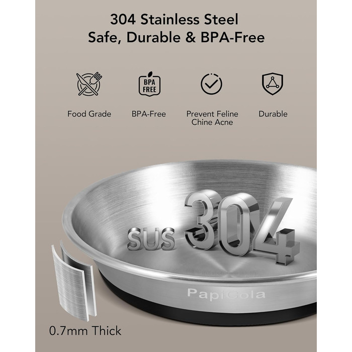 Набори мисок для котів з нержавіючої сталі, 3 шт., 16 см. Антиковзка підставка, широкі та плоскі миски, зручні для вусів