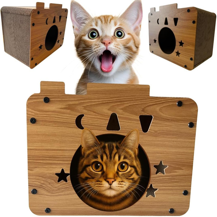 Дім-кіготник для котів Stars Klein - екологічні меблі з картону, легкі, стабільні, компактні. Ідеально для маленьких квартир та котів будь-якого віку