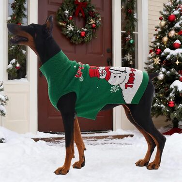 Светр для собак IECOii з коміром-моторолкою, флісовий пуловер, різдвяний пуловер для собак, теплий в'язаний пуловер на Хелловін, 5XL, зелений