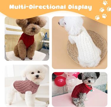 Теплий пуловер для собак маленьких порід (білий + червоний, 2 шт., M)