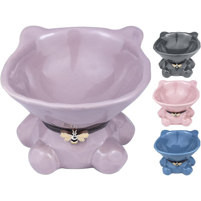 Підвищений годівниця для котів Busnos, керамічна, 14x13x11 см, блакитна