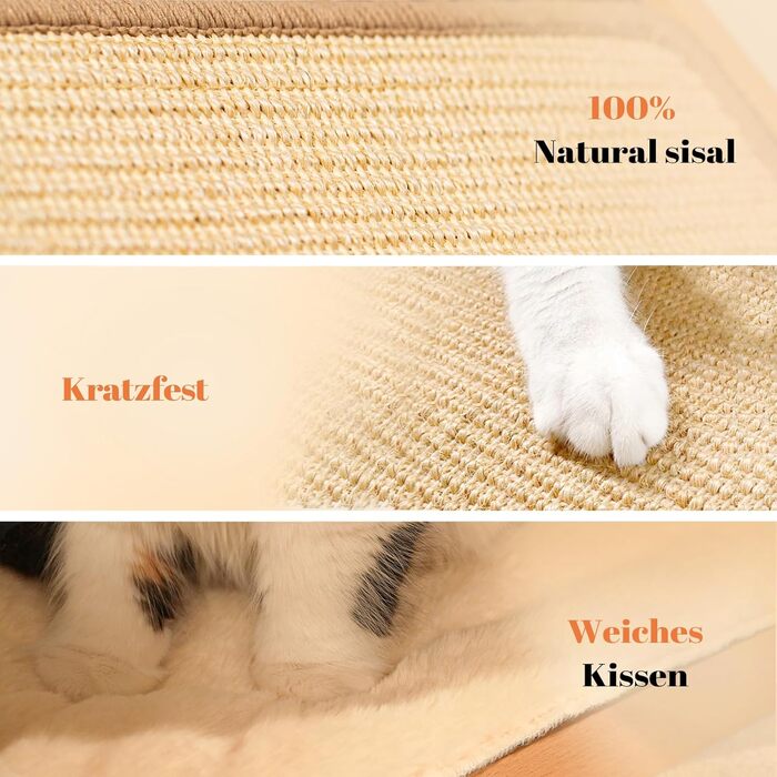 Кігтеточка для котів CheerPals з сизалю - трикутна, складана, з масиву бука, велика 51x36x45 см