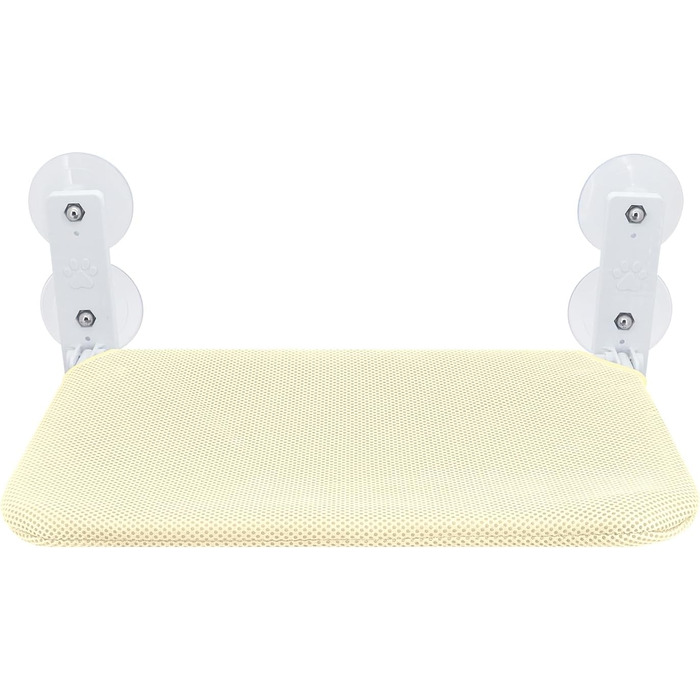 Крісло-гамак для котів Gearific на вікно, розкладне, з 4 присосками, міцним каркасом та дихаючою сіткою (Бежевий, 45 x 30 см)