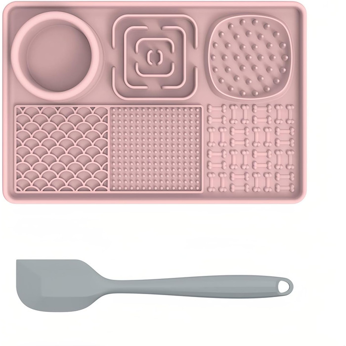 Преміум килимок для собак 3 в 1: повільний годівник, килимок для миття, тренувальний. Силікон, для собак та котів. (Світло-блакитний, Рожевий)