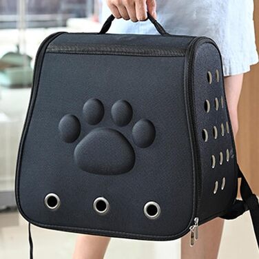 Чорна переносна сумка-переноска для котів та собак, зручна для подорожей | Переноска для тварин з вентиляцією