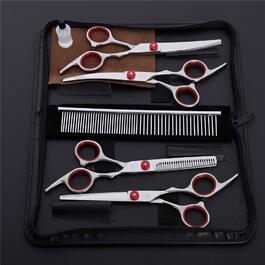 Набір професійних ножиць для грумінгу WYGC PETS: прямі та зігнуті ножиці для собак та котів, 6 дюймів, нержавіюча сталь