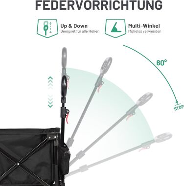 TIMBER RIDGE XXL: Садовий візок-трансформер з кишенями та тримачем для напоїв, для всіх типів місцевості, чорний