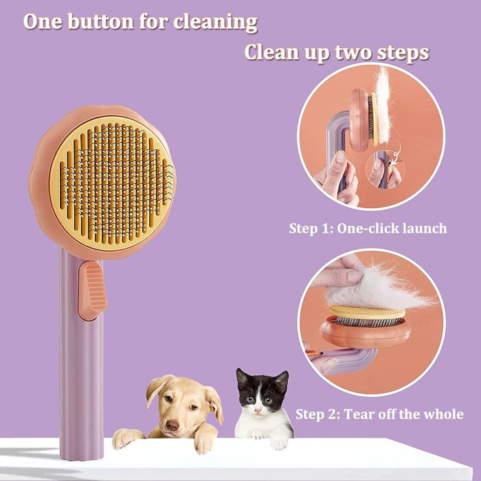 Щітка для собак та котів, видалення підшерстка, самоочисна слікер-щітка для короткої та довгої шерсті