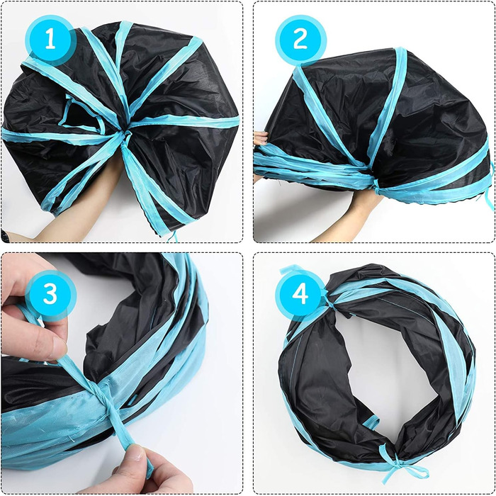 Туннель для котів Katze Spielzeug - іграшка-тунель для кошенят, цуценят та кроликів. Чорний, складаний.