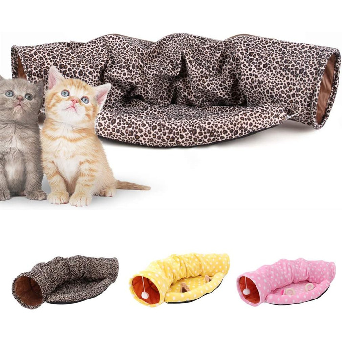 Тунель-ліжко для котів Tubayia, іграшка-тунель для котів, рожевий