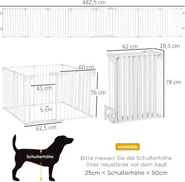 Загорожа для цуценят PawHut, манеж 8 панелей, 60x76 см, біла, захисна решітка для собак, з дверима, складана