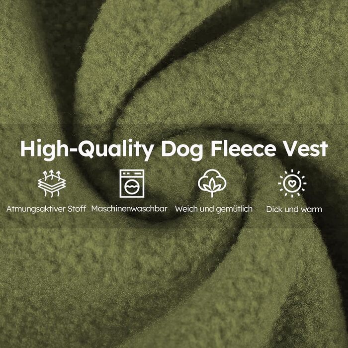Теплий зимовий пуловер для собак Queenmore з флісу, тепла куртка для собак, жилет для такси, чихуахуа, бульдога (S, оливковий)