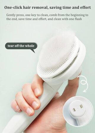 Щітка для тварин: для котів та собак з довгою та короткою шерстю, самоочисна, рожева