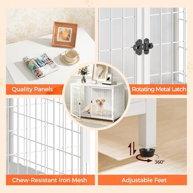 Клітка для собак, 100 см, з подушкою, 2 двері, для малих, середніх та великих собак, 100 x 60 x 70 см, біла