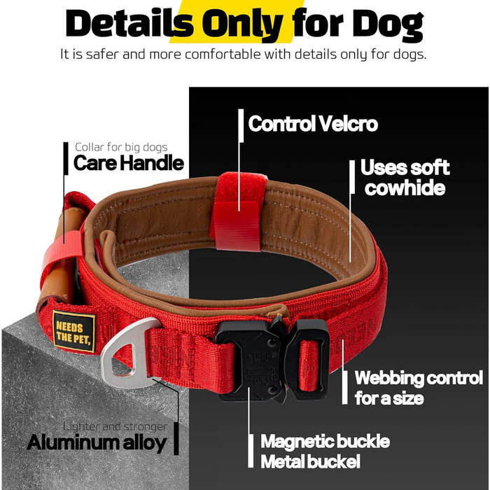 Нашийник Comfort Collar для великих собак, м'яка теляча шкіра, з підкладкою, світловідбиваючий, металева пряжка, зручна ручка, розмір S, неоново-жовтий