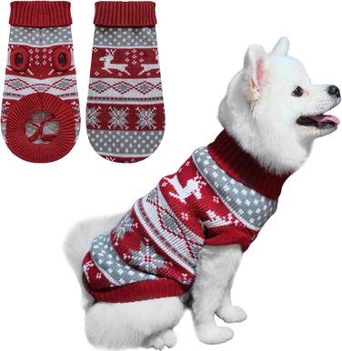 В'язаний собачий светр з коміром-стійкою, теплий та м'який, для відпочинку, котів та собак, зимовий одяг для собак, м'який в'язаний светр з новорічним оленем, розмір L 14