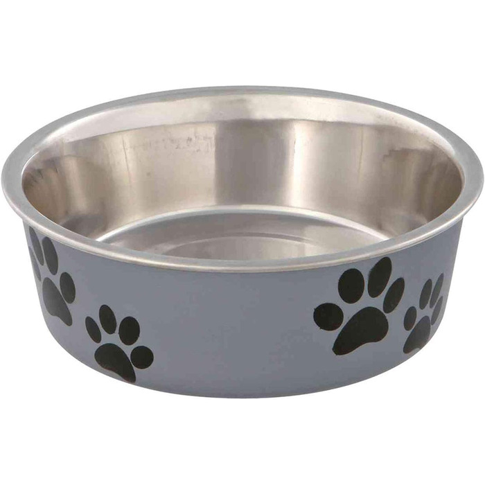 Миска для тварин TRIXIE з нержавіючої сталі з пластиковим покриттям, об'єм 2.2 л, діаметр 23 см, висота 8 см, різні кольори, 1 шт.