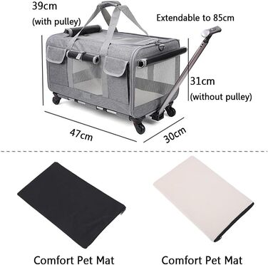 Складана переноска для собак та котів, 47x30x39 см, блакитна