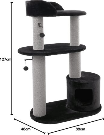 Дряпка для котів Flamingo – коричнева, 78 x 49,5 x 121 см – велика з платформами та прихованими місцями