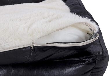 Крісло-ліжко для собак CLAMARO 'DeluxePet' чорного кольору 120x80 см з штучної шкіри, 2в1 з поворотним подушками, для великих собак, з боковинами з м'якою оббивкою, антиковзаюча підкладка, розмір Large