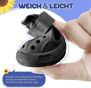 Чоботи для собак Eyein: захист лап влітку, дихаючі, антиковзкі, з регульованими світловідбиваючими смугами, для маленьких, середніх та великих собак, легко одягаються та знімаються (Чорний, Розмір 6), ширина 5.5 см