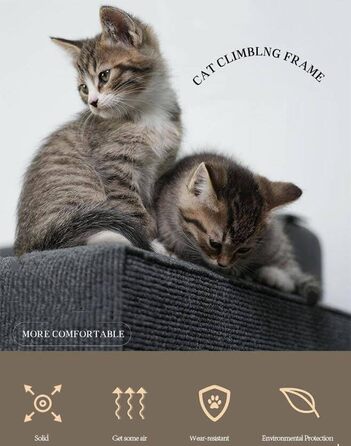 Килимок для котів з ефектом захисту меблів, сірий, для дряпання та лазіння