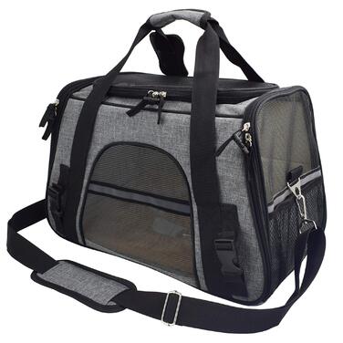 Складана переноска для собак та котів PJDDP, чорна. З плечовим ременем та м'якою підстилкою