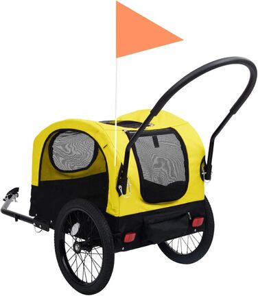 ZEYUAN 2-в-1 Причіп для велосипеда та візок для прогулянок, причіп для собак, велосипедний візок для собак, комфортний візок, причіп для тварин на велосипеді, жовто-чорний