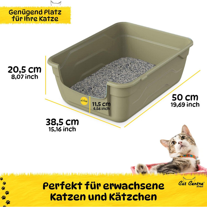 Набір для туалету котів Cat Centre з високим бортиком, без кришки, рожевий, 50 x 38,5 см (сірий)