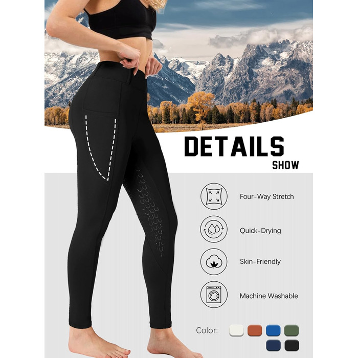 Легінси для верхової їзди DMVOD для жінок, повний силіконовий захват, чорні, розмір L