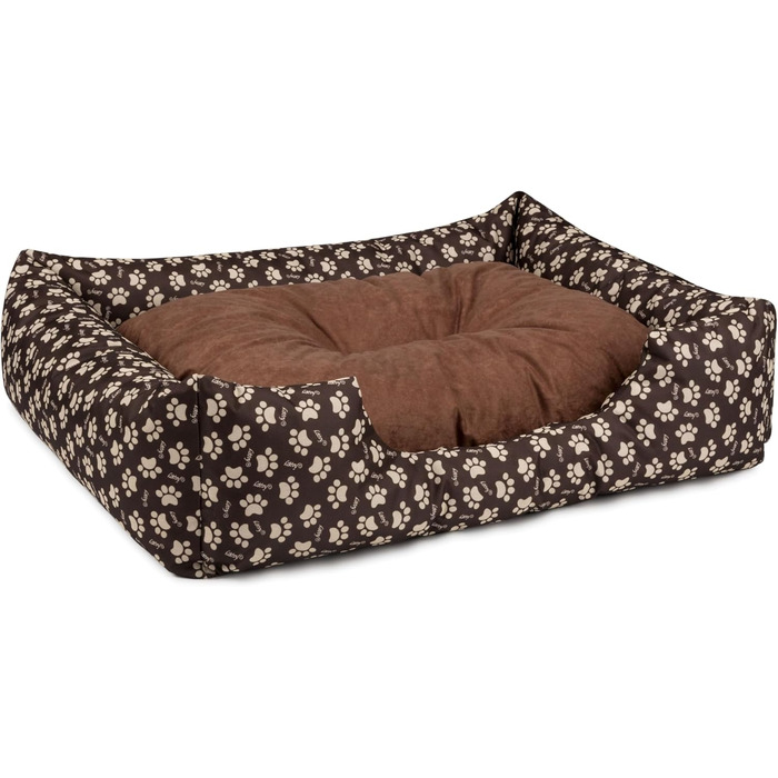 Ліжко для собак BedDog Mimi, коричневе, з міцної тканини Cordura, розмір M, 70x55x18 см, з м'яким бортиком, для дому та вулиці