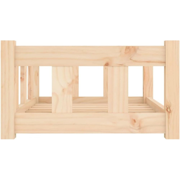 Ліжко для собак біле з масиву сосни - кошик для котів з боковими стінками для великих та середніх собак, білий (65,5x50,5x28 см, коричневий)