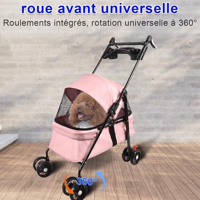 Дитяча коляска 3 в 1 для собак та котів, складні, з колесами EVA, ручка, 3 вікна з сітки, тримач для напоїв, для маленьких та літніх собак, тролей для людей з обмеженими можливостями, 50 x 70 x 95 см