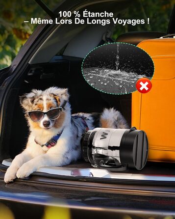 Водяна пляшка для собак Lesotc 2200 мл, велика, чорна – для подорожей та кемпінгу