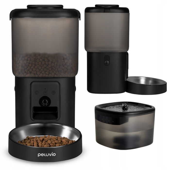 Автоматичний годувальник для тварин 4,5 л + фонтан-поїлка 2,5 л з Wi-Fi Peluvio Feast